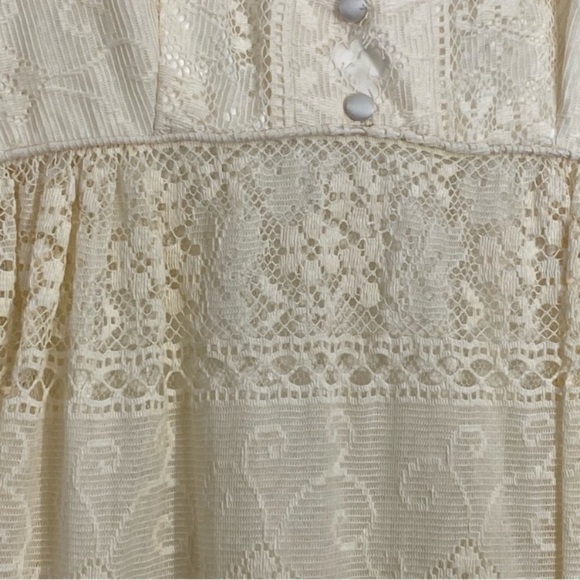 EMMA DOMB of California Vintage Lace Victorian Prairie Gown Wedding Dress Cream - Picture 12 of 16